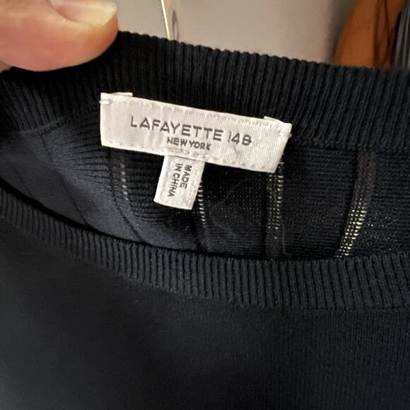 Lafayette 148 Top Womens M Black Pleated Swing Back Long Sleeve Tunic Blouses - Picture 7 of 13